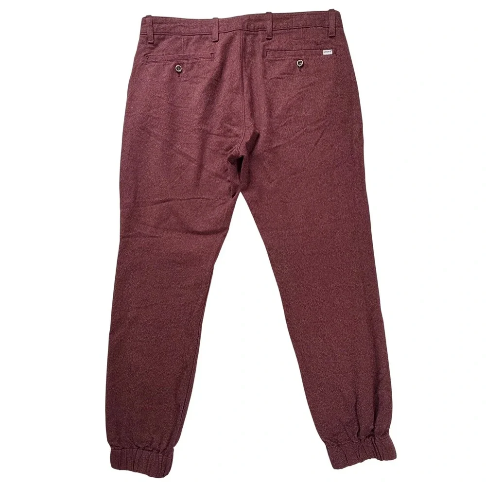Levis Mens Jogger Pants 36x32‎ Burgundy Heathered Elastic Cuff Chino 4433